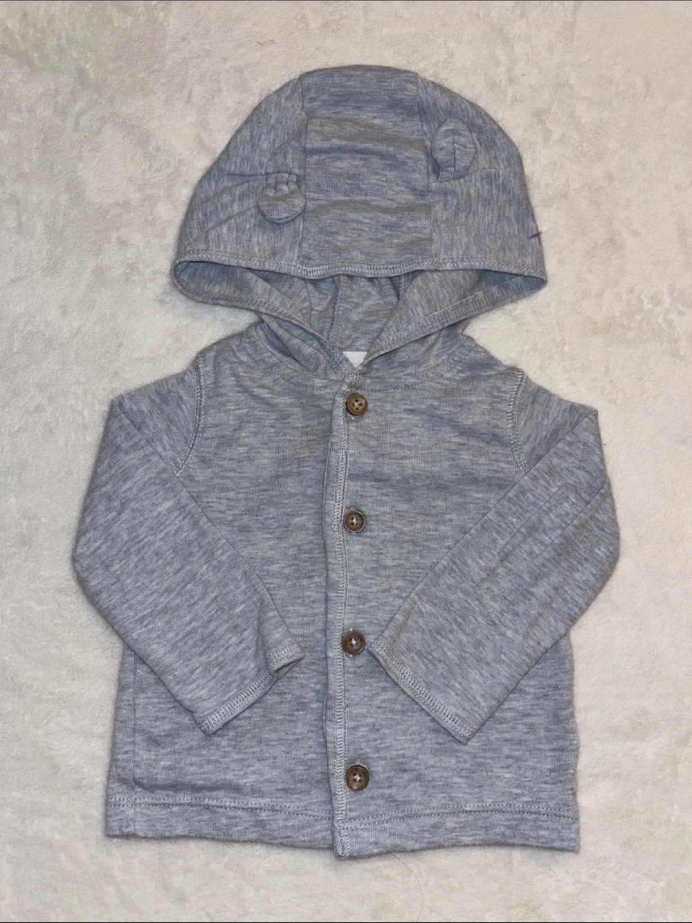 (3 for $10) carters Baby Hooded Button-Up Cardigan - Light Gray